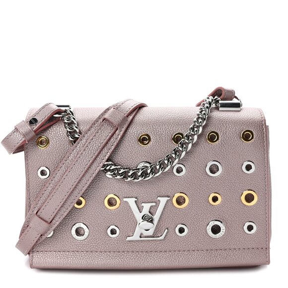 Louis Vuitton Soft Calfskin Eyelet Lockme II LV Logo Chain Bag BB Rose Gold - Picture 1 of 15